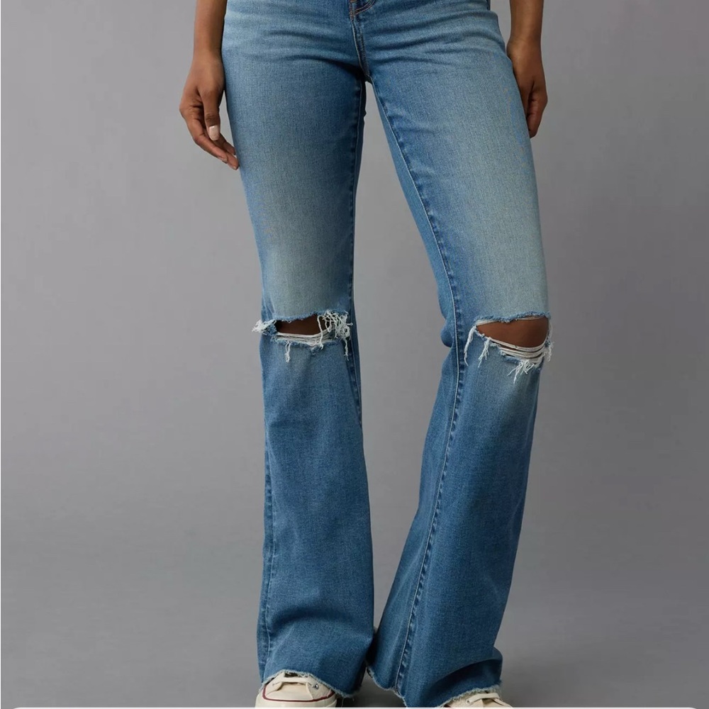 American Eagle Outfitters Blue Flare Leg Jeans - Long length